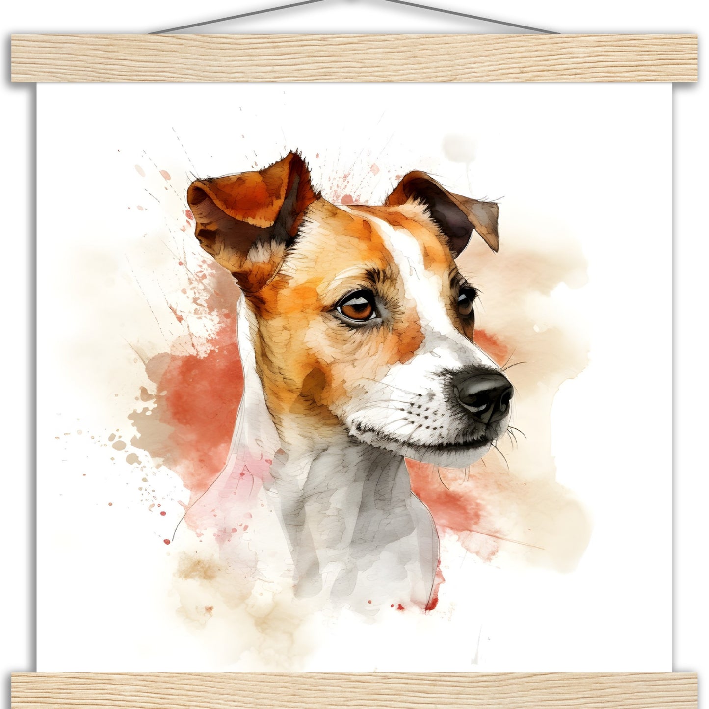 Jack Russell Dog (d) Watercolor Premium Matte Paper Poster with Hanger
