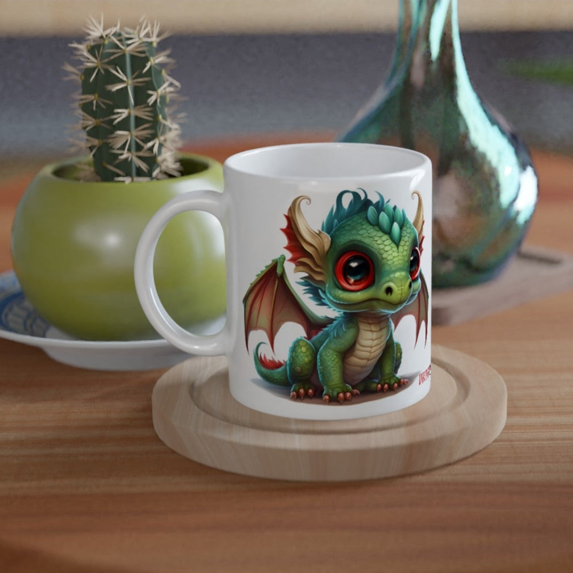 Baby Dragon Green Wing - Dragon Tooth : White 11oz Ceramic Mug