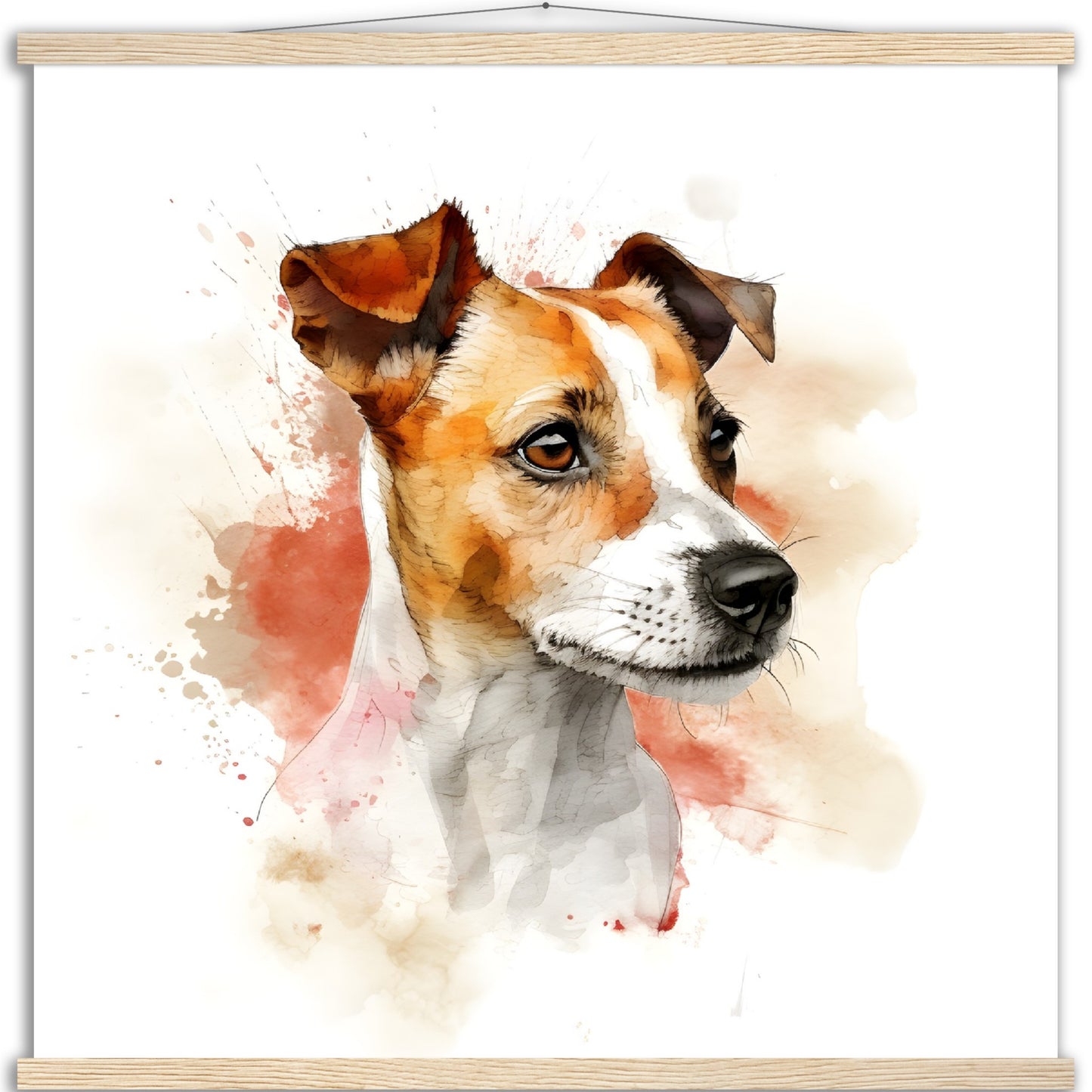 Jack Russell Dog (d) Watercolor Premium Matte Paper Poster with Hanger
