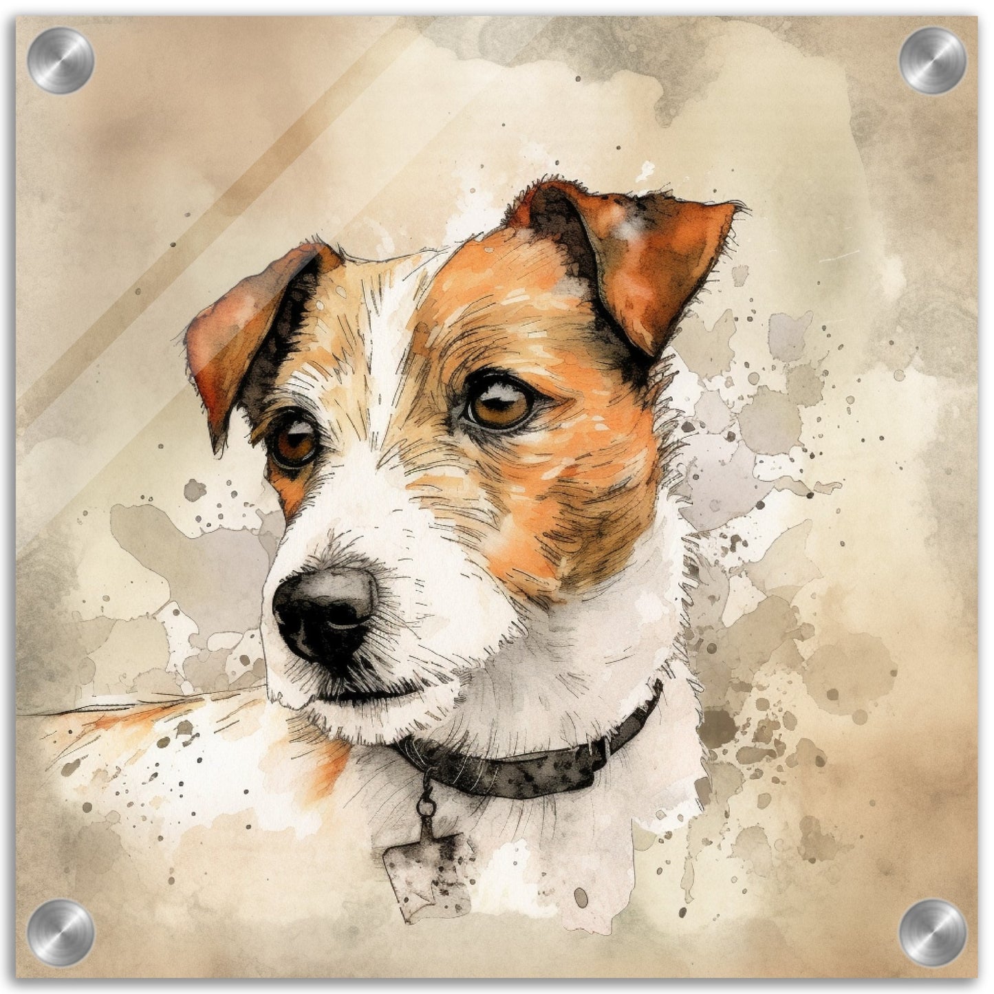 Jack Russell (d) Dog Watercolor Acrylic Print