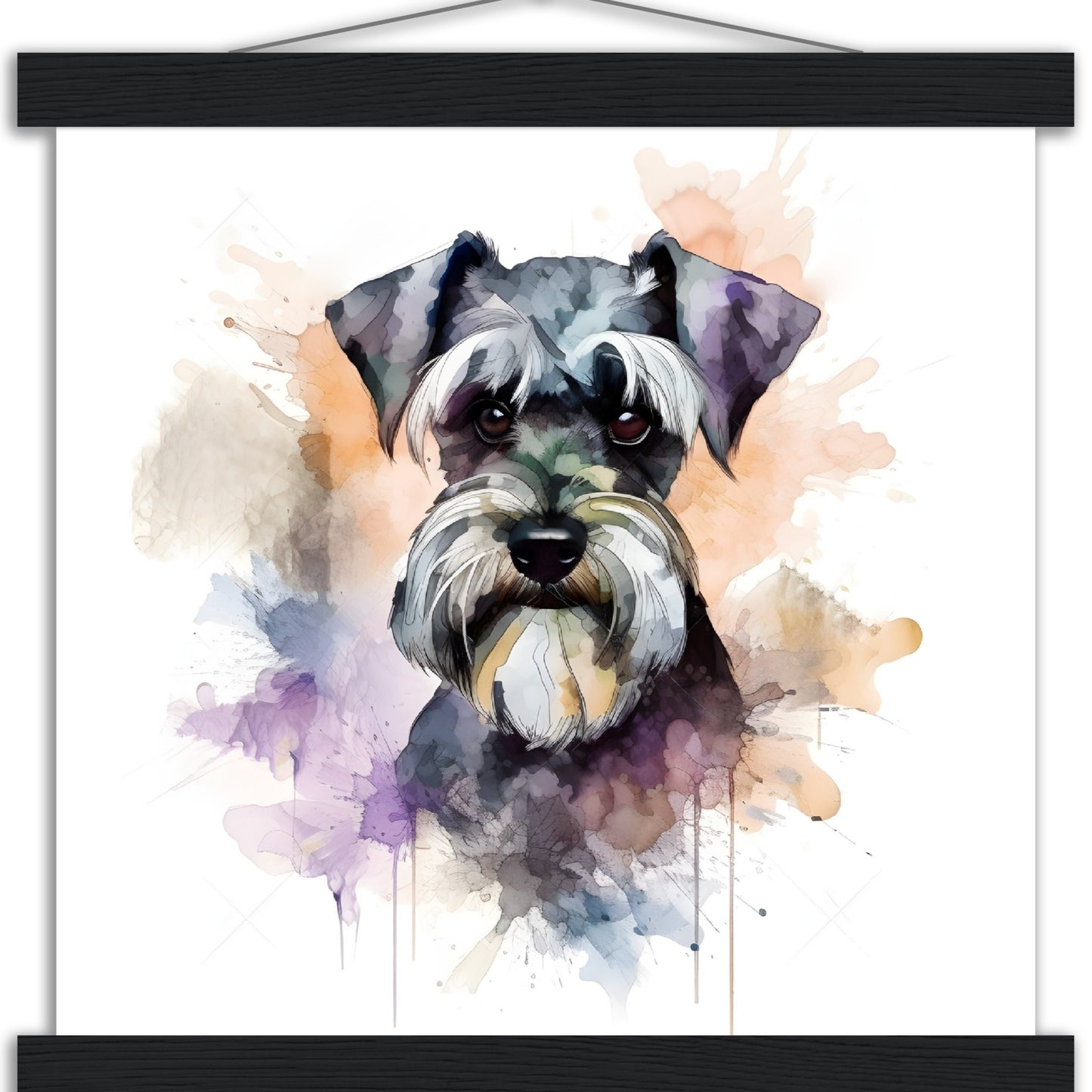 Miniature Schnauzer Dog Watercolor Premium Matte Paper Poster with Hanger