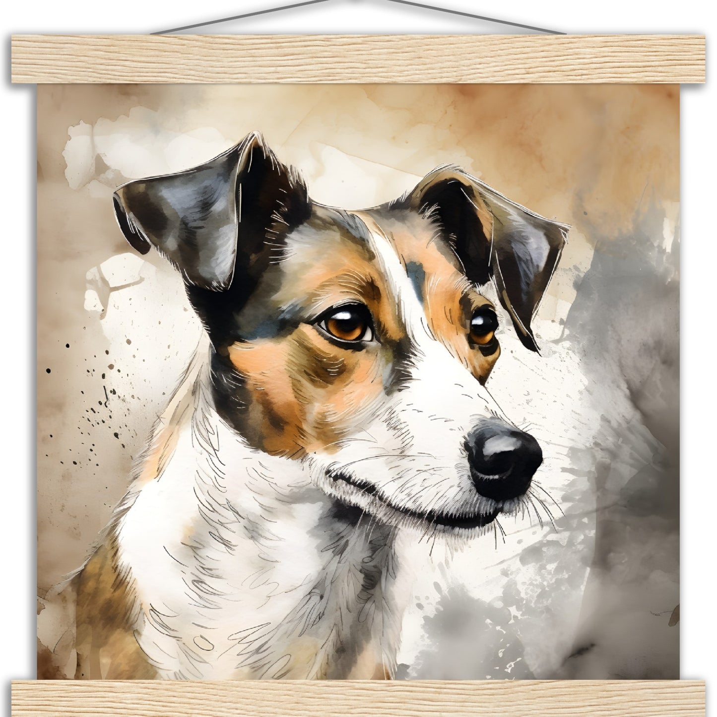Jack Russell Dog (b) Watercolor Premium Matte Paper Poster with Hanger