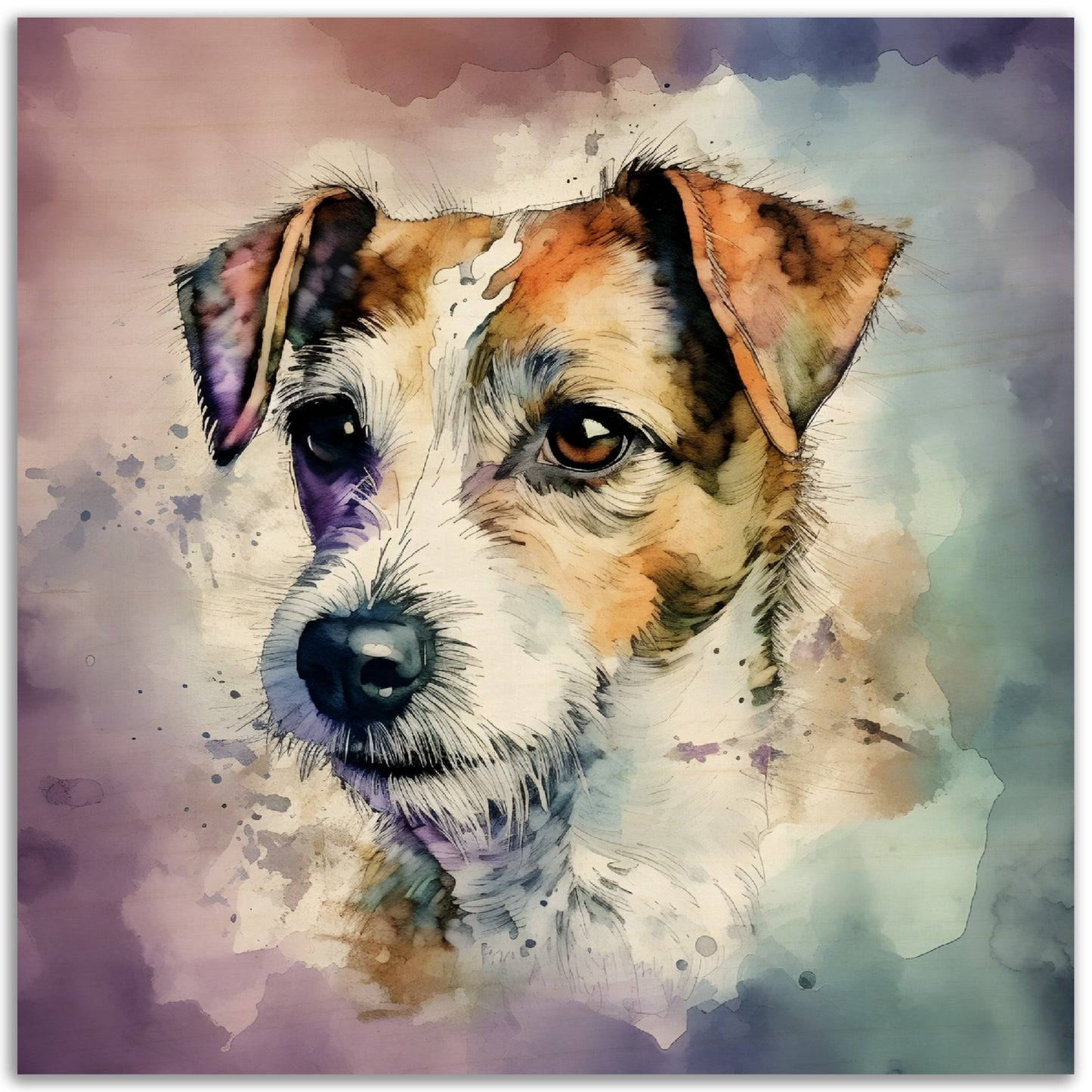 Russell Dog Watercolor (d) Wood Prints