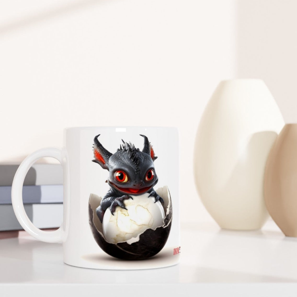 Baby Dragon Black Red - Dragon Tooth : White 11oz Ceramic Mug