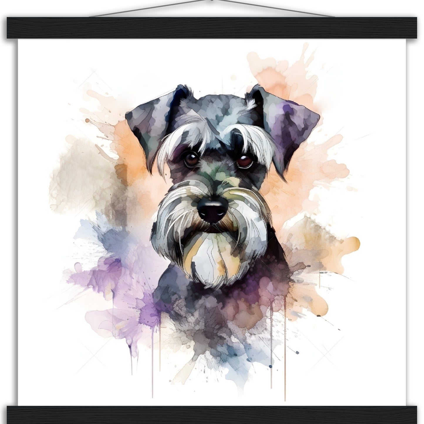 Miniature Schnauzer Dog Watercolor Premium Matte Paper Poster with Hanger