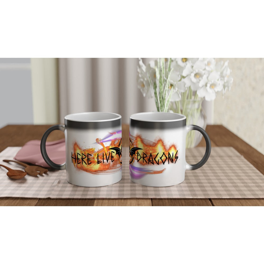 COLOUR CHANGING Magic! 11oz Ceramic Mug: Here Live Dragons