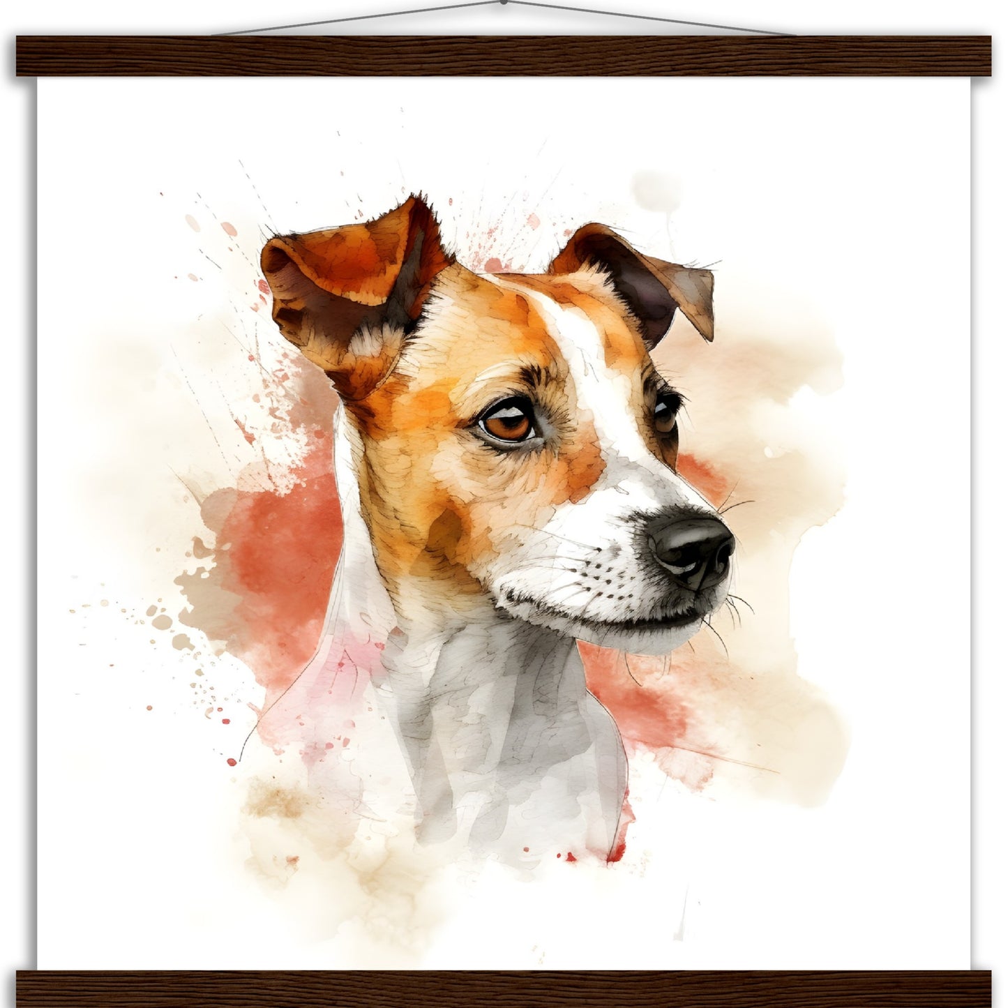 Jack Russell Dog (d) Watercolor Premium Matte Paper Poster with Hanger