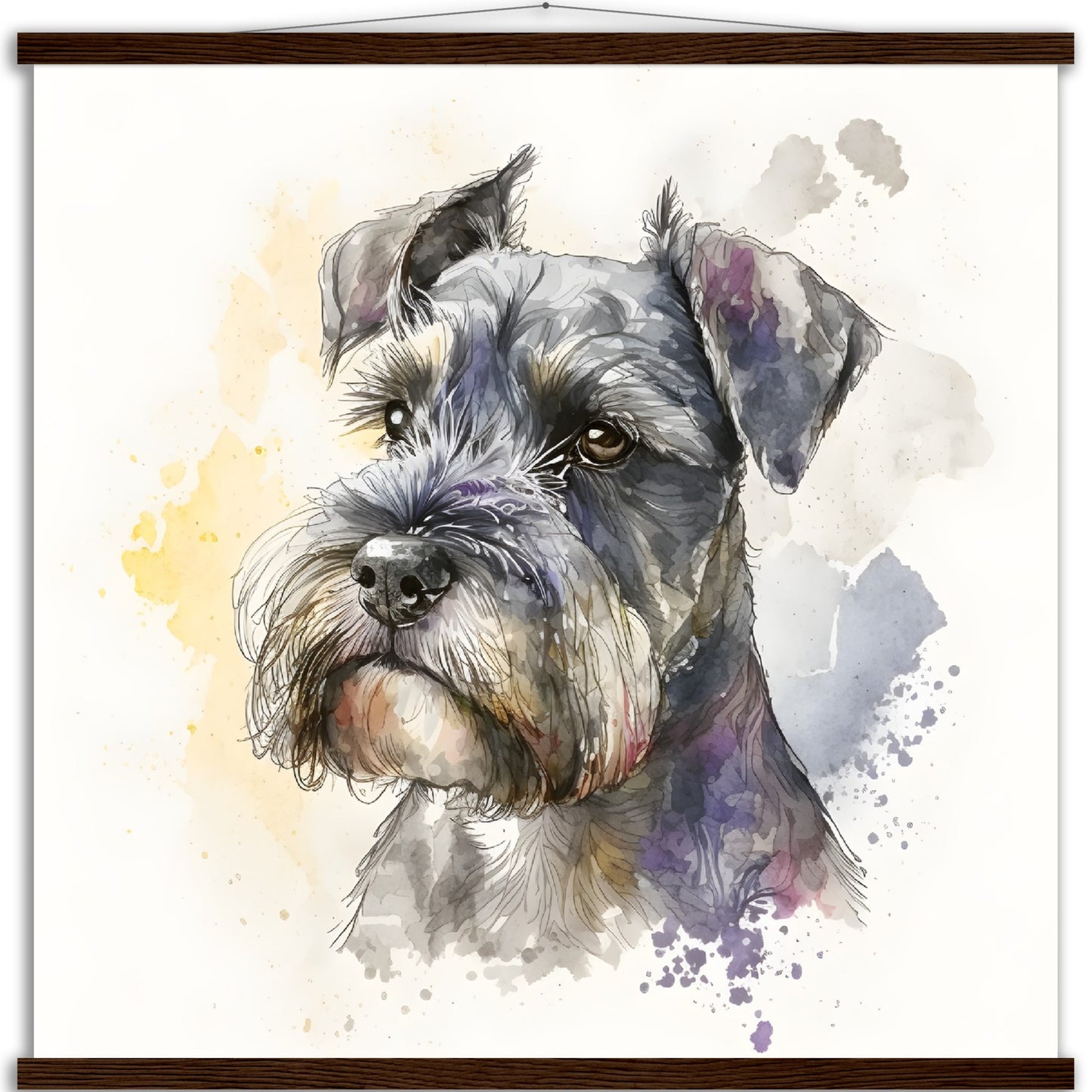 Miniature Schnauzer Dog Watercolor Premium Matte Paper Poster with Hanger