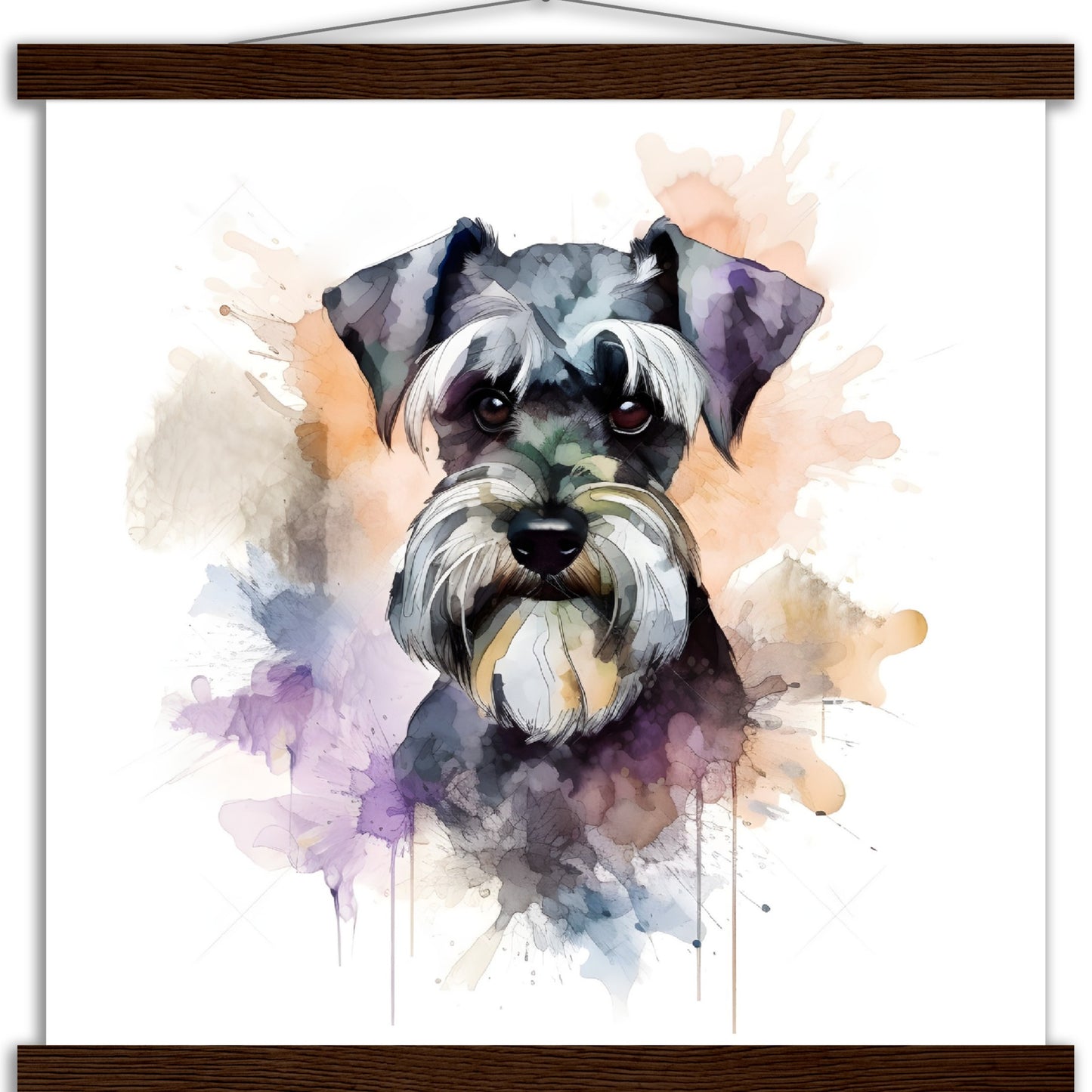Miniature Schnauzer Dog Watercolor Premium Matte Paper Poster with Hanger