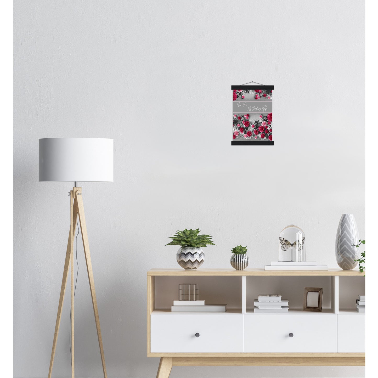 CUSTOMISE THE TEXT : I love you, My DArling Wife : Traditional Rose Premium Matte Paper Poster & Hanger