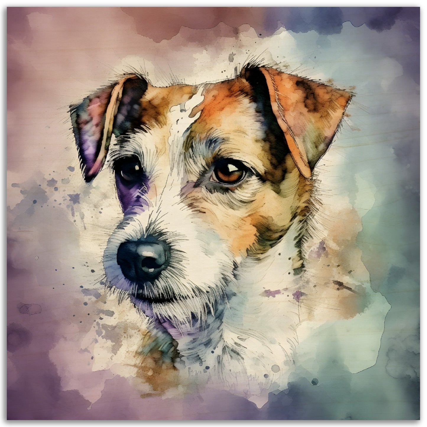 Russell Dog Watercolor (d) Wood Prints