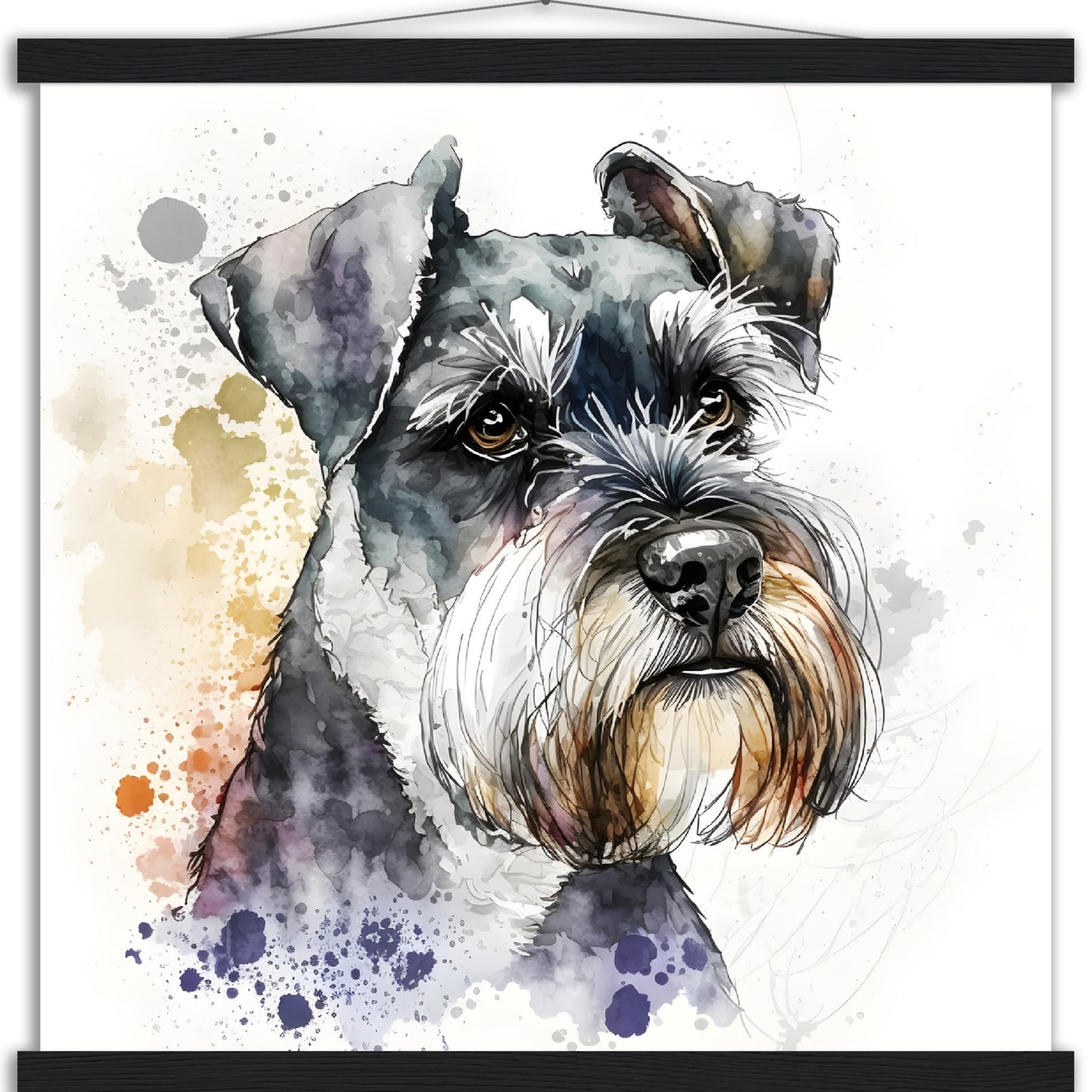 Miniature Schnauzer Dog Watercolor Premium Matte Paper Poster with Hanger
