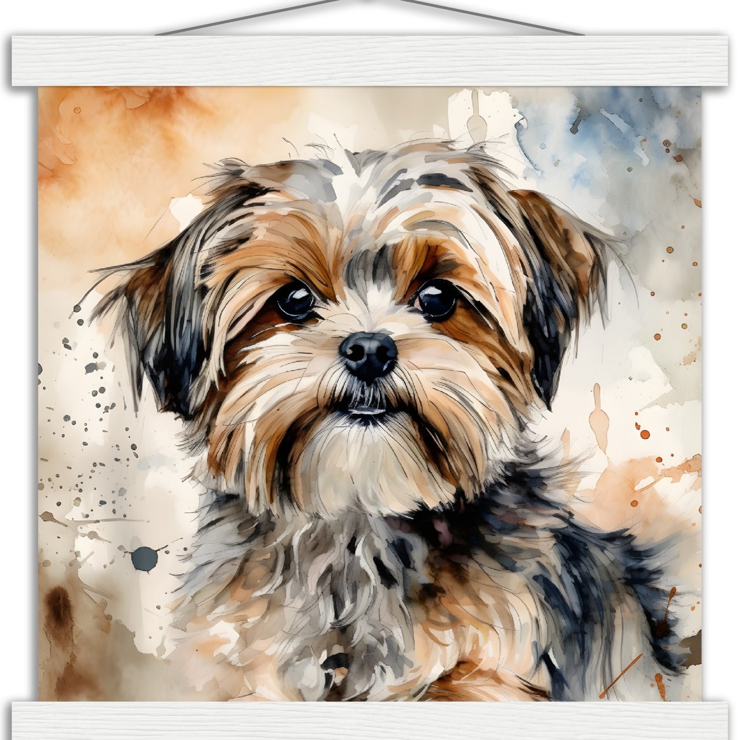 Shorkie (b) Watercolor Premium Matte Paper Poster with Hanger