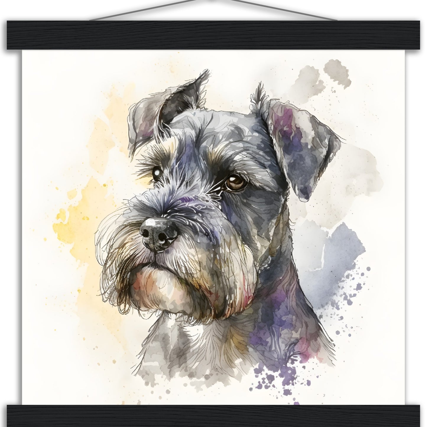 Miniature Schnauzer Dog Watercolor Premium Matte Paper Poster with Hanger