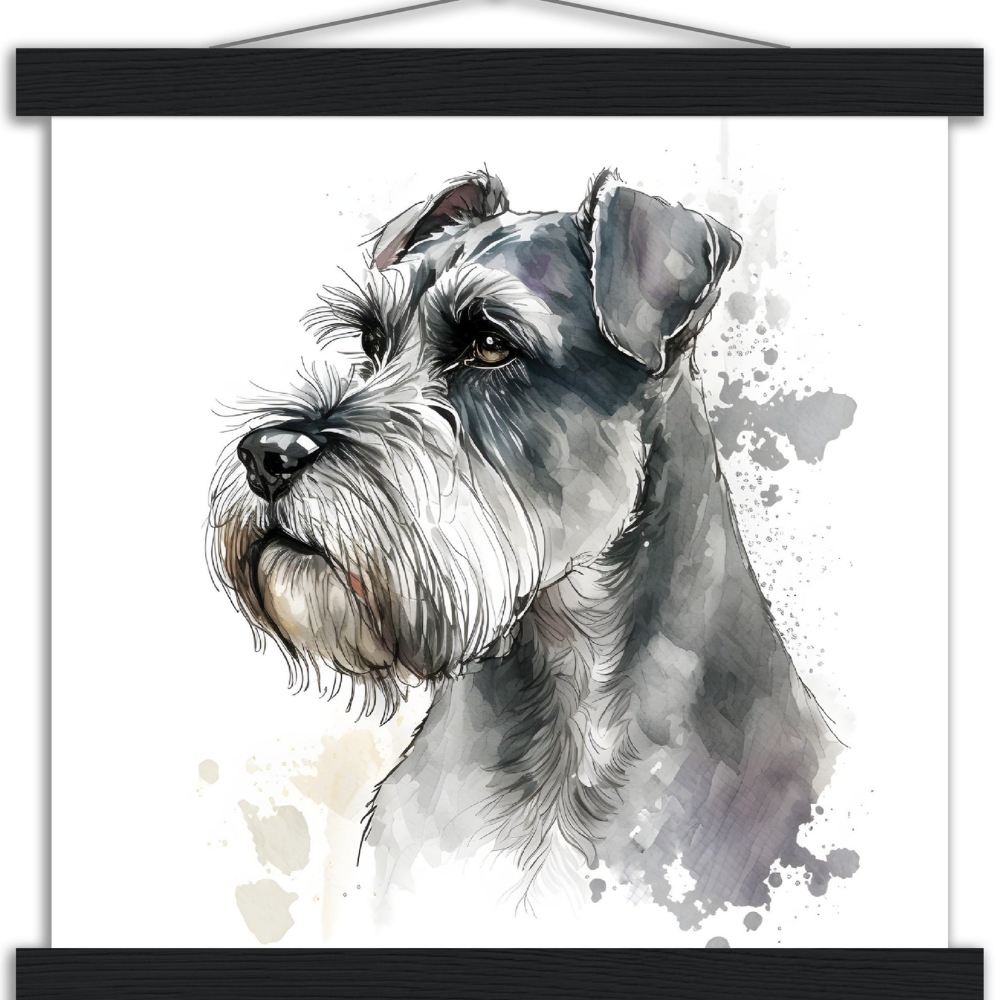 Miniature Schnauzer Dog Watercolor Premium Matte Paper Poster with Hanger