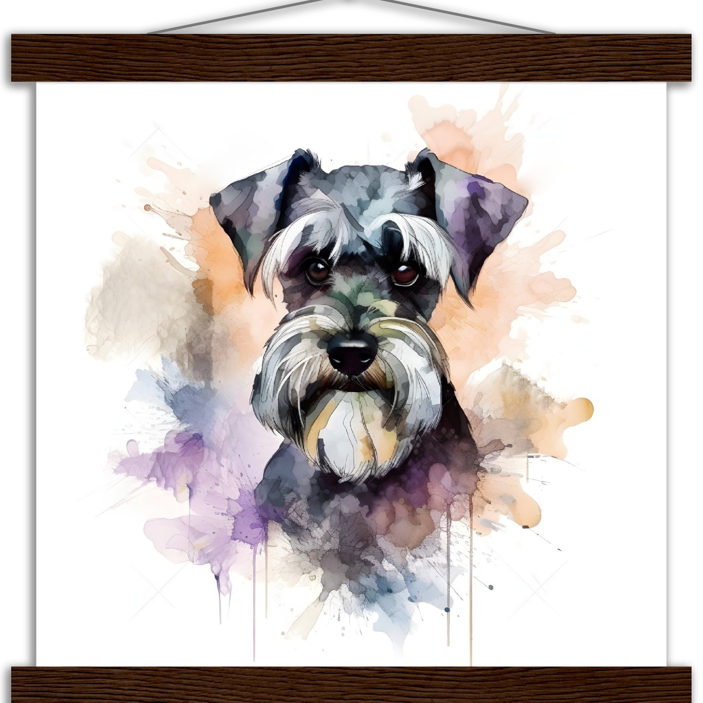 Miniature Schnauzer Dog Watercolor Premium Matte Paper Poster with Hanger