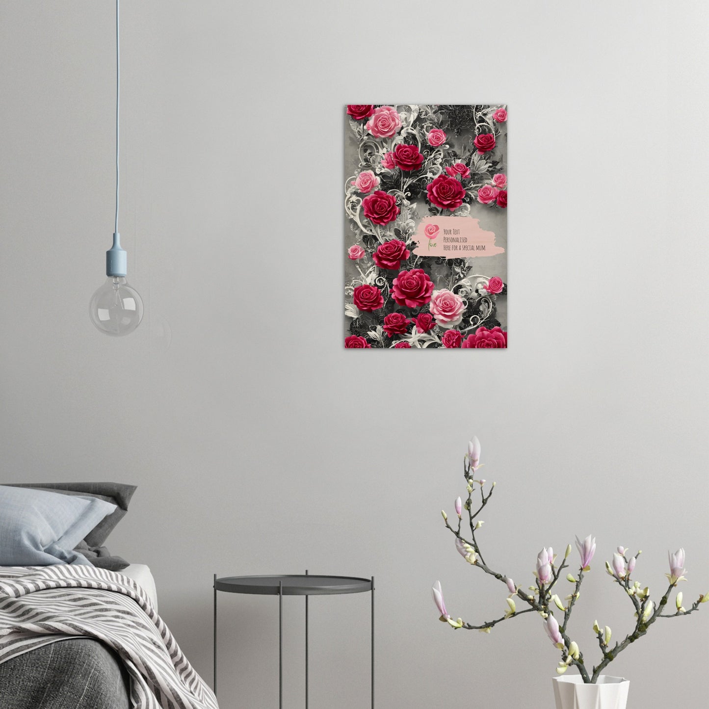 Wood Prints (Personalised Mothers Day): Classic Rose.