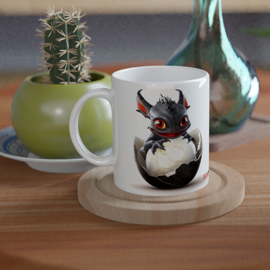 Baby Dragon Black Red - Dragon Tooth : White 11oz Ceramic Mug