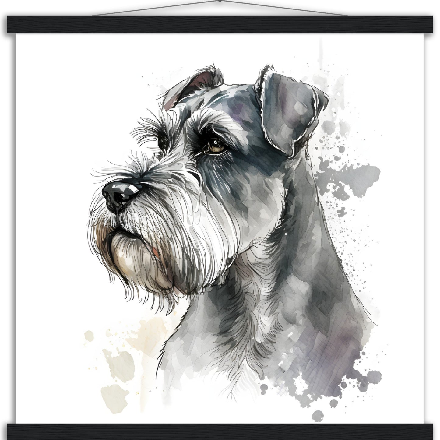 Miniature Schnauzer Dog Watercolor Premium Matte Paper Poster with Hanger