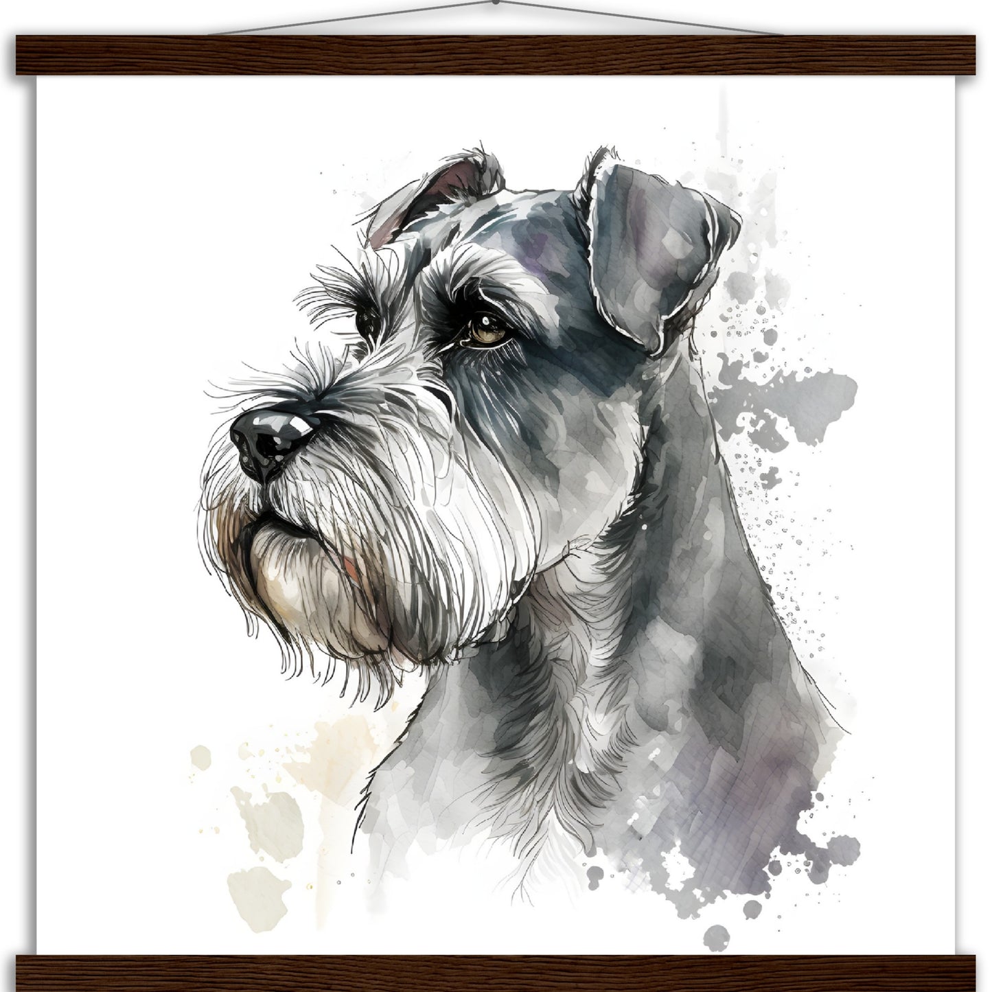 Miniature Schnauzer Dog Watercolor Premium Matte Paper Poster with Hanger