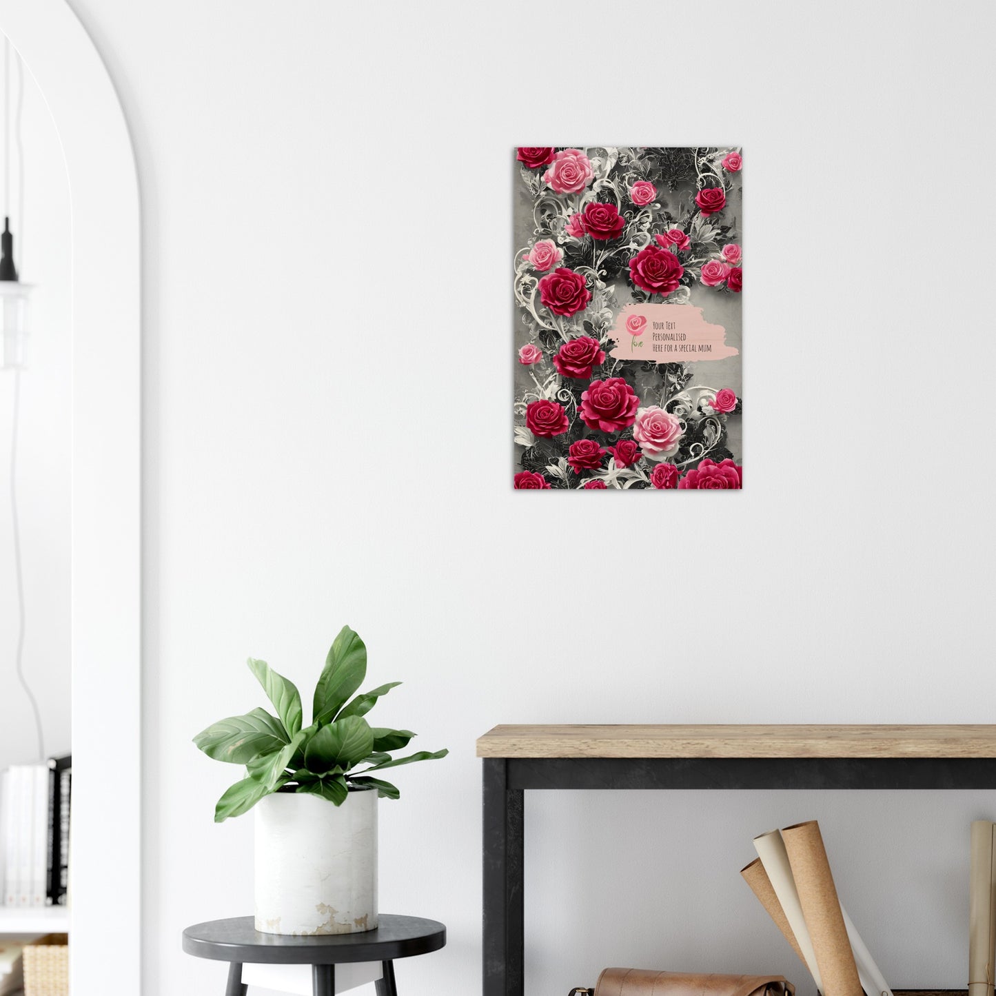 Wood Prints (Personalised Mothers Day): Classic Rose.