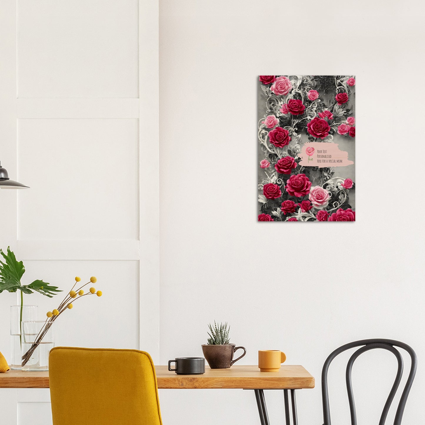 Wood Prints (Personalised Mothers Day): Classic Rose.