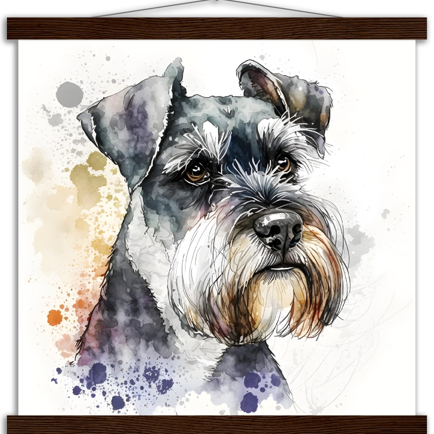 Miniature Schnauzer Dog Watercolor Premium Matte Paper Poster with Hanger