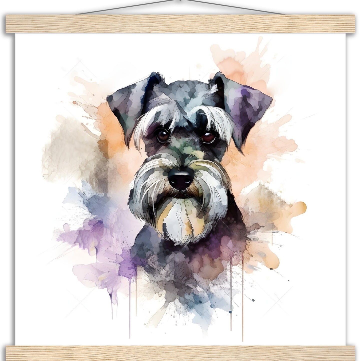 Miniature Schnauzer Dog Watercolor Premium Matte Paper Poster with Hanger
