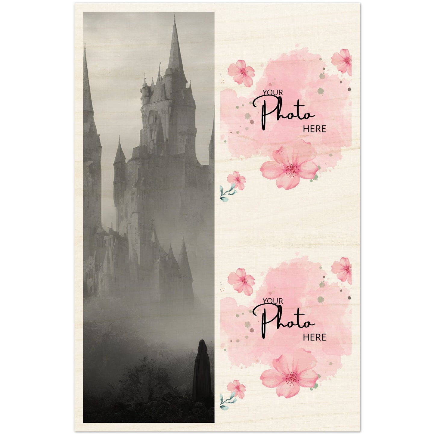 Wood Prints : Twin Photo Display (Personalised Mothers Day) Castle Mist.