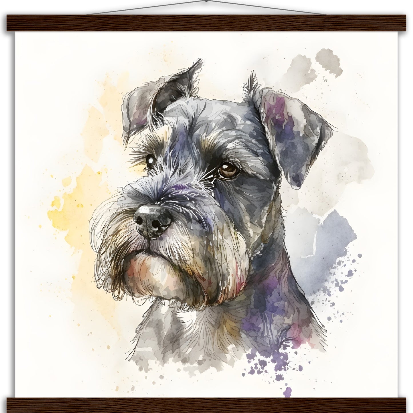 Miniature Schnauzer Dog Watercolor Premium Matte Paper Poster with Hanger