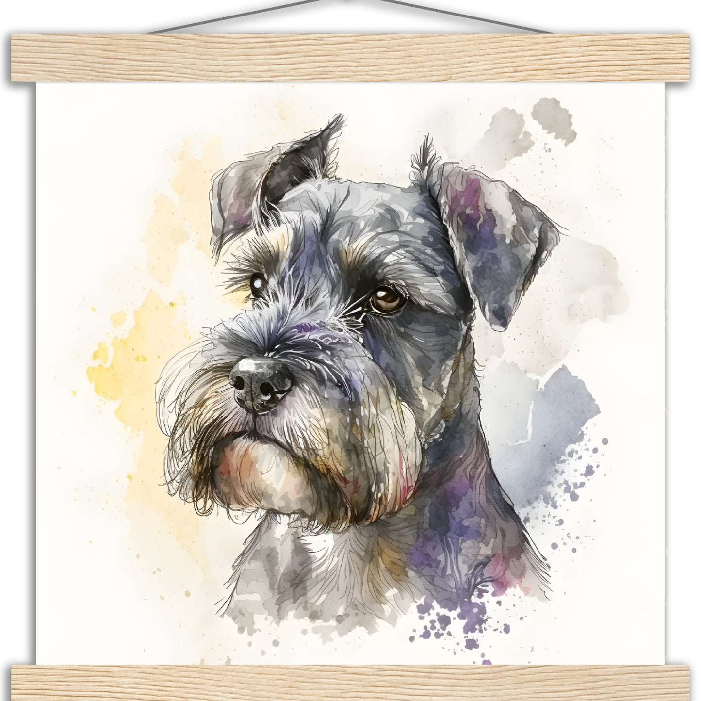 Miniature Schnauzer Dog Watercolor Premium Matte Paper Poster with Hanger