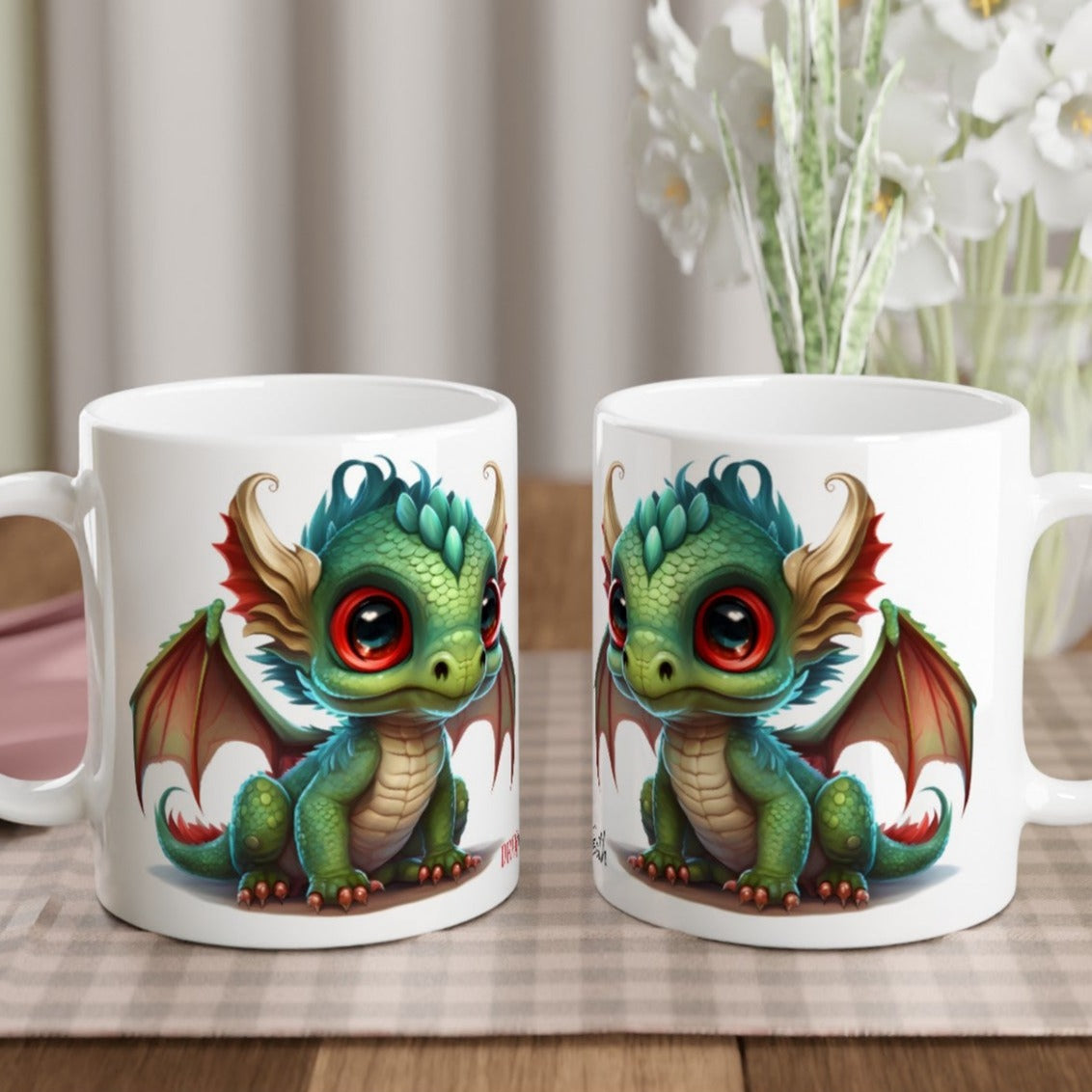 Baby Dragon Green Wing - Dragon Tooth : White 11oz Ceramic Mug