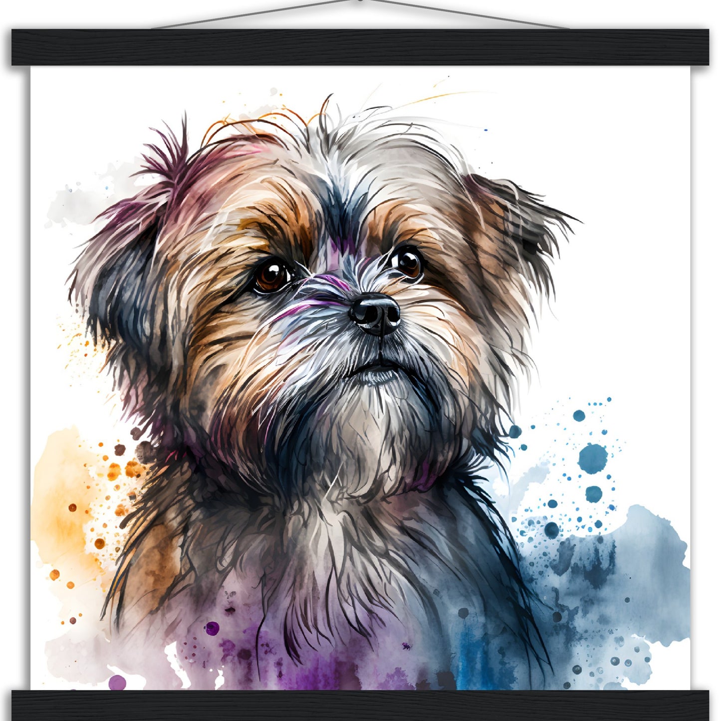 Shorkie (d) Watercolor Premium Matte Paper Poster with Hanger