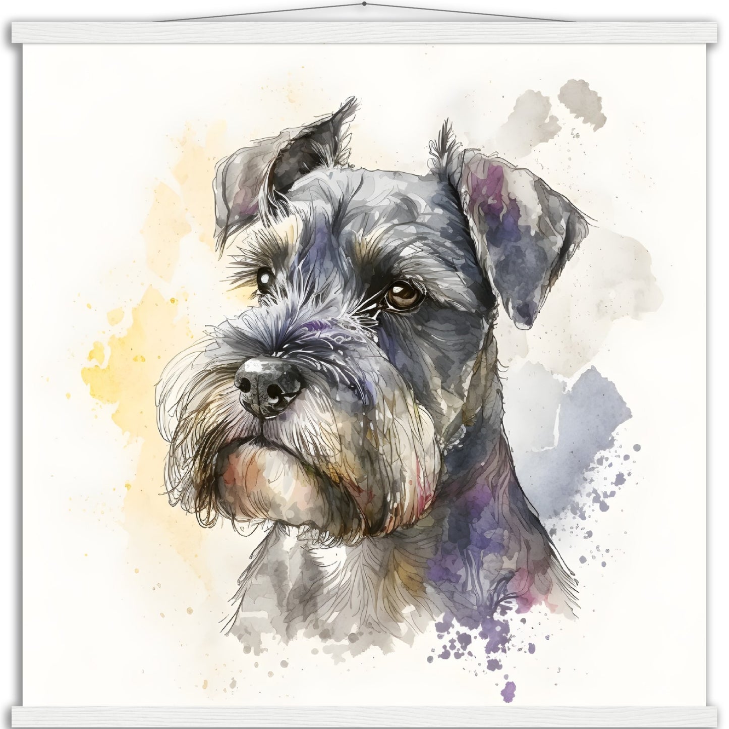 Miniature Schnauzer Dog Watercolor Premium Matte Paper Poster with Hanger