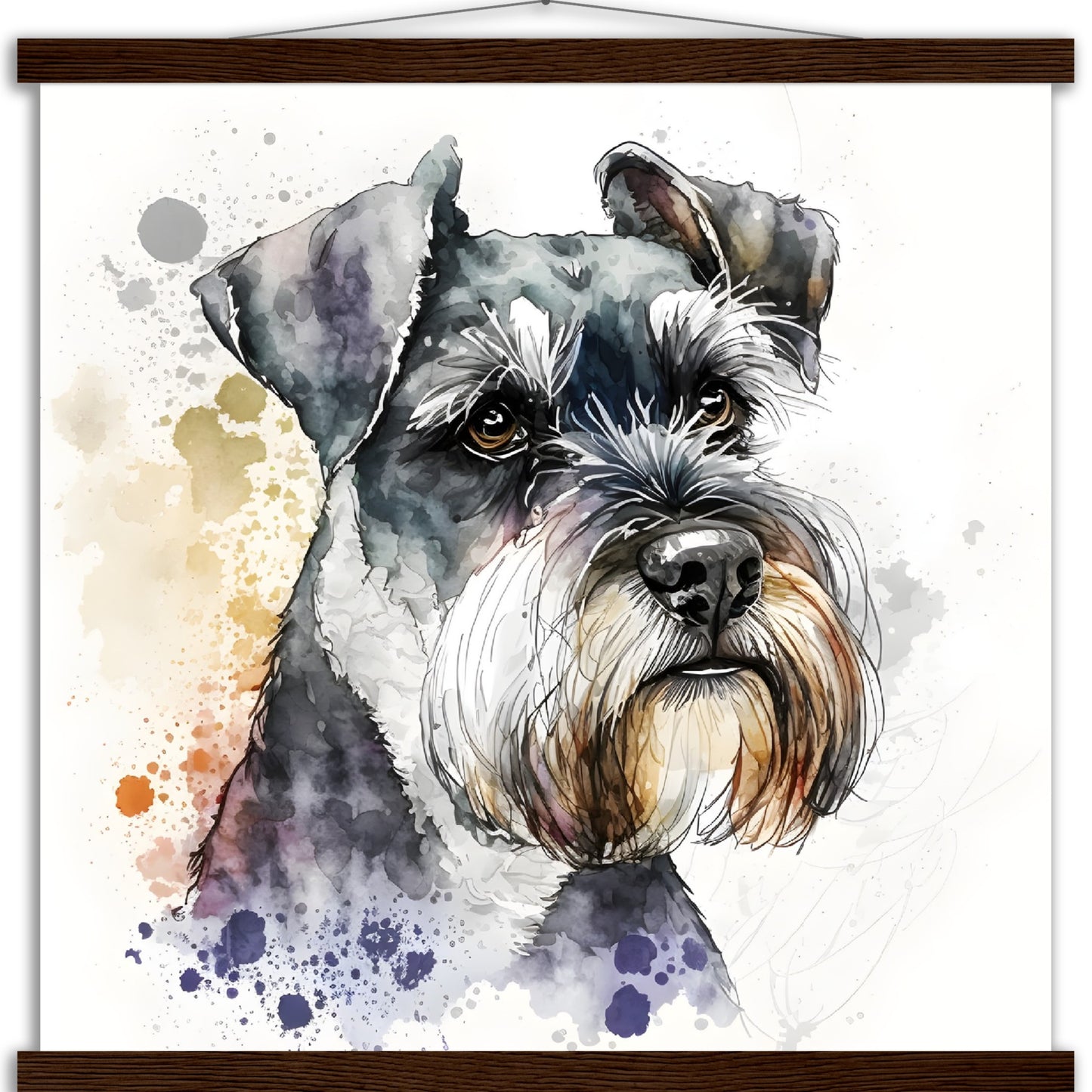 Miniature Schnauzer Dog Watercolor Premium Matte Paper Poster with Hanger