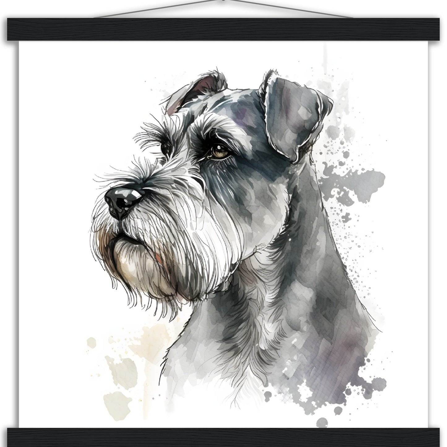 Miniature Schnauzer Dog Watercolor Premium Matte Paper Poster with Hanger