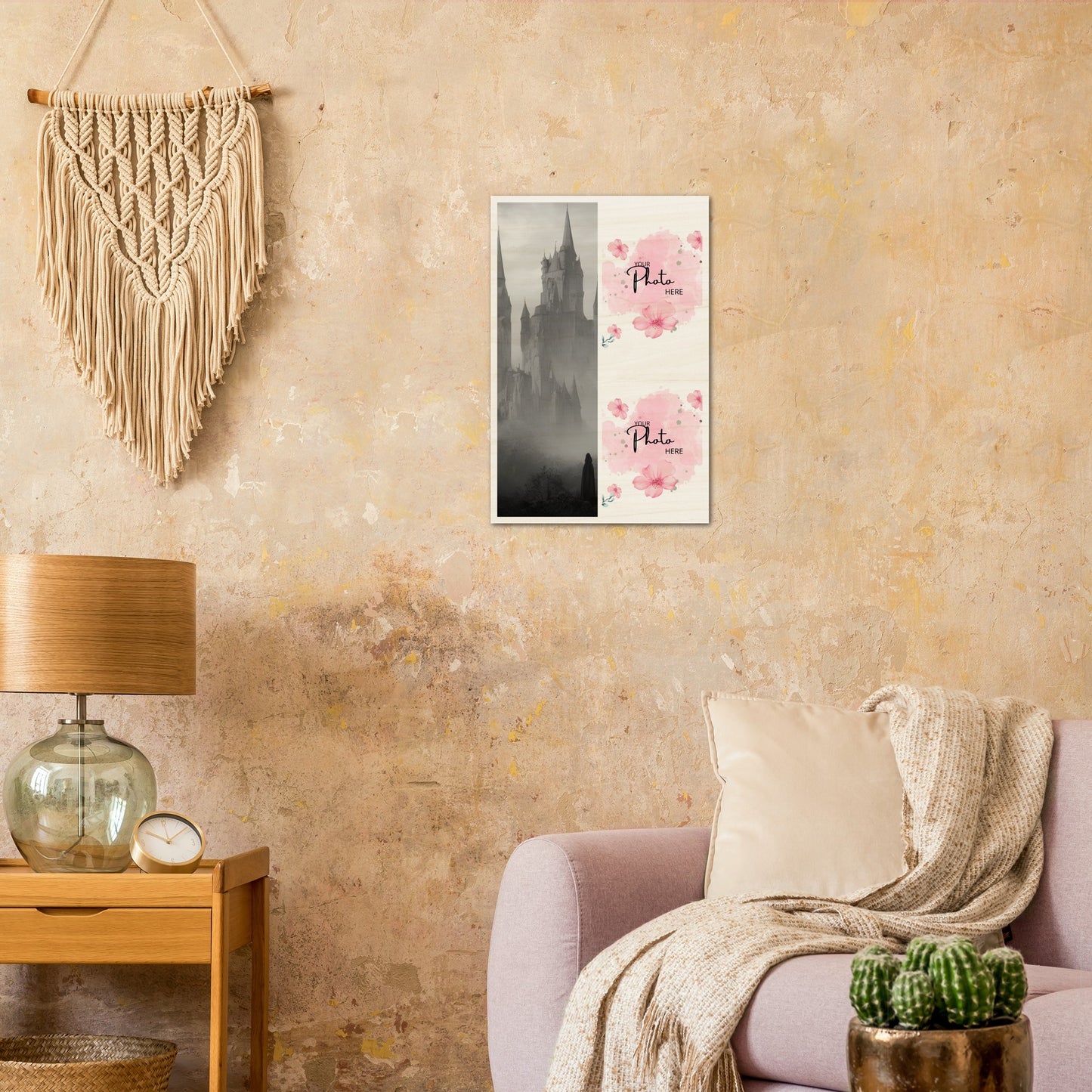 Wood Prints : Twin Photo Display (Personalised Mothers Day) Castle Mist.