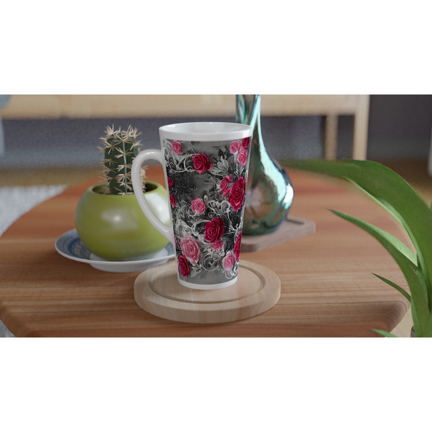 Classic Floral : White Latte 17oz Ceramic Mug