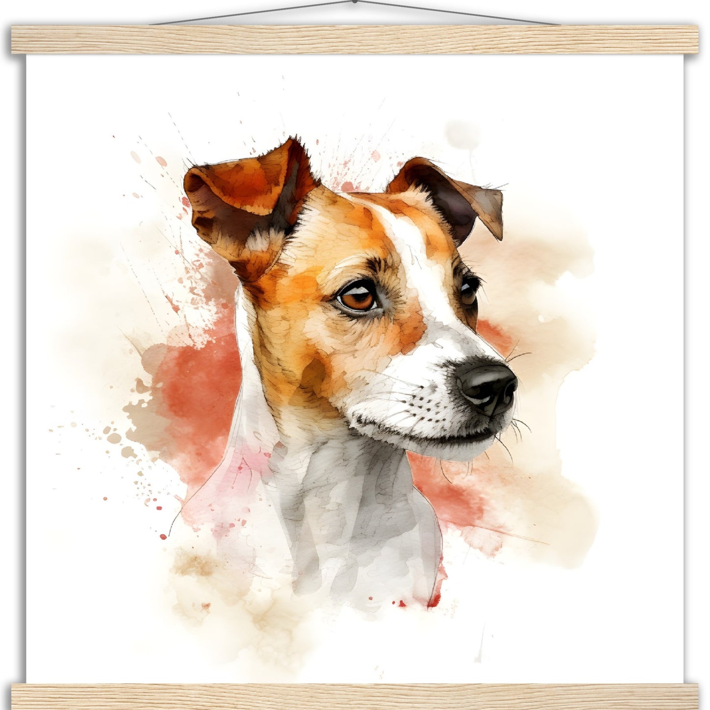 Jack Russell Dog (d) Watercolor Premium Matte Paper Poster with Hanger