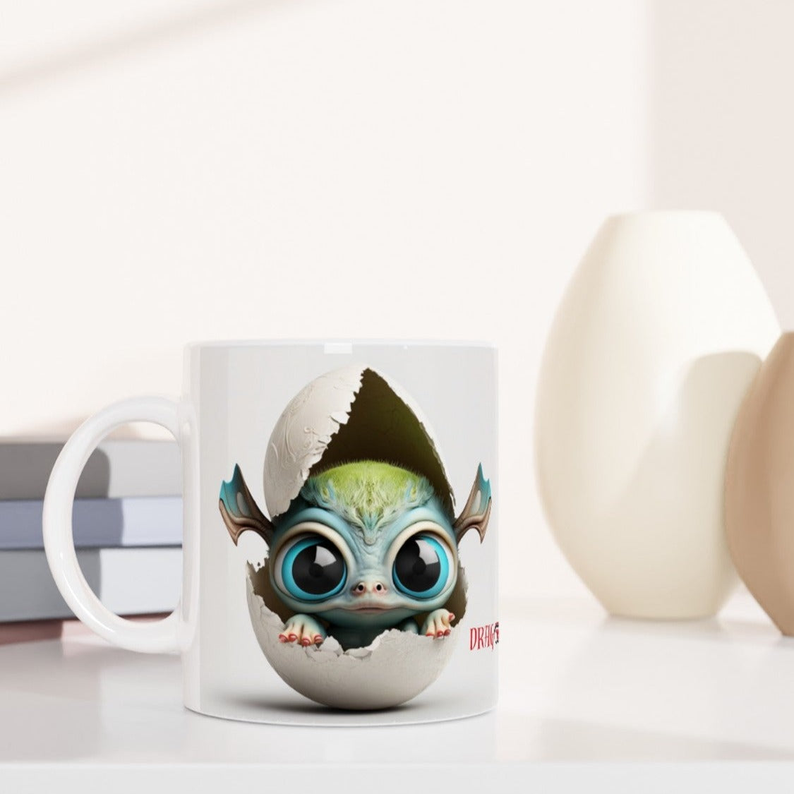 Baby Dragon Green - Dragon Tooth : White 11oz Ceramic Mug