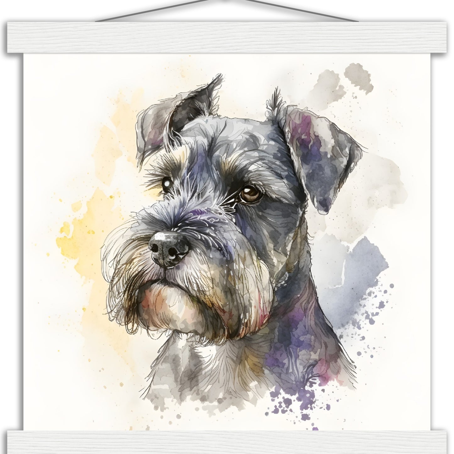 Miniature Schnauzer Dog Watercolor Premium Matte Paper Poster with Hanger