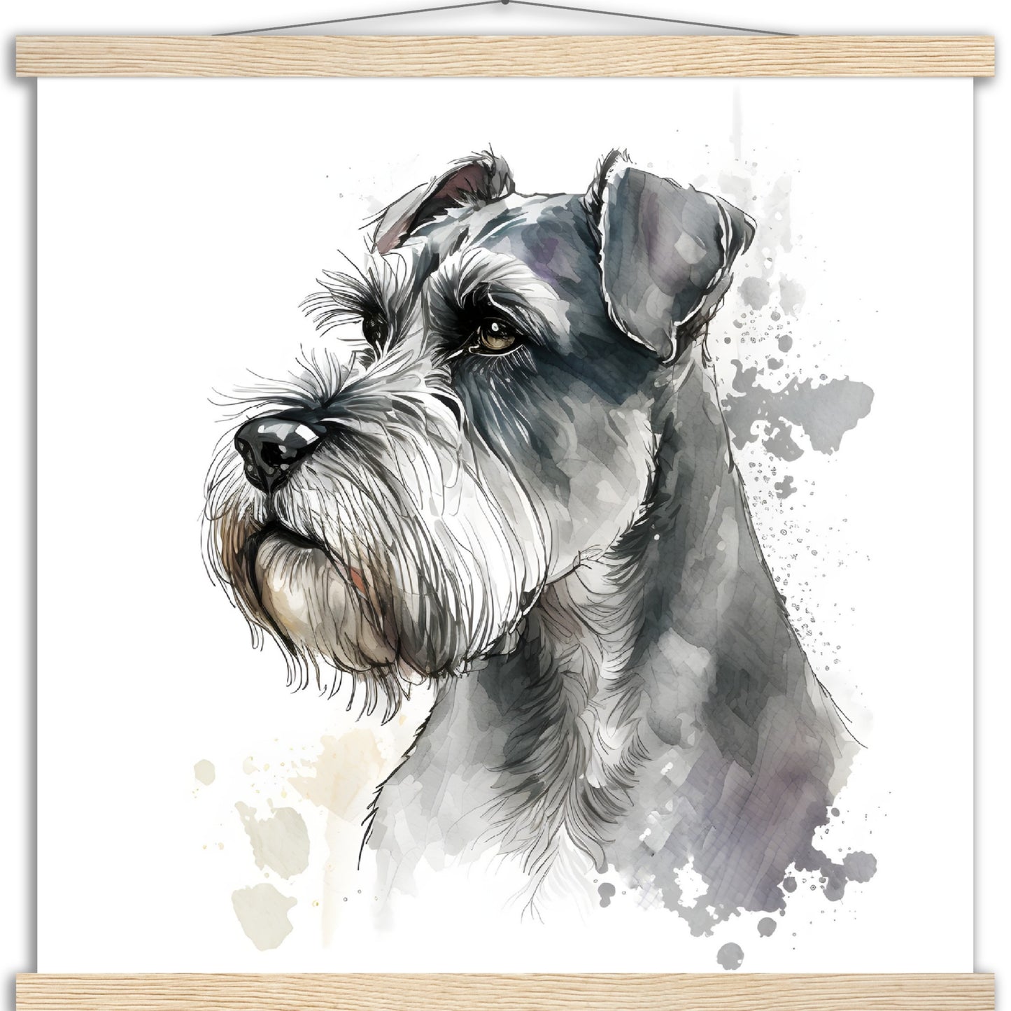 Miniature Schnauzer Dog Watercolor Premium Matte Paper Poster with Hanger