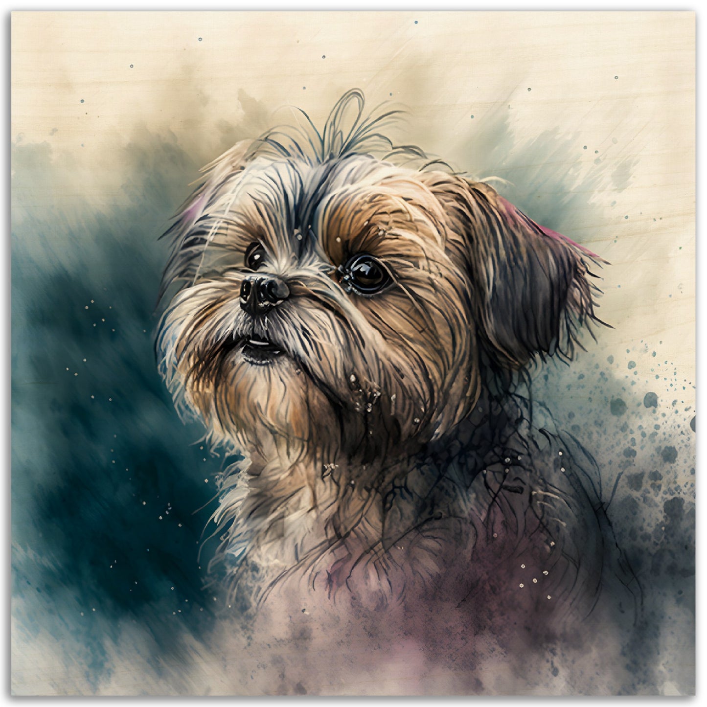 Shorkie Dog (d) Watercolor Wood Prints