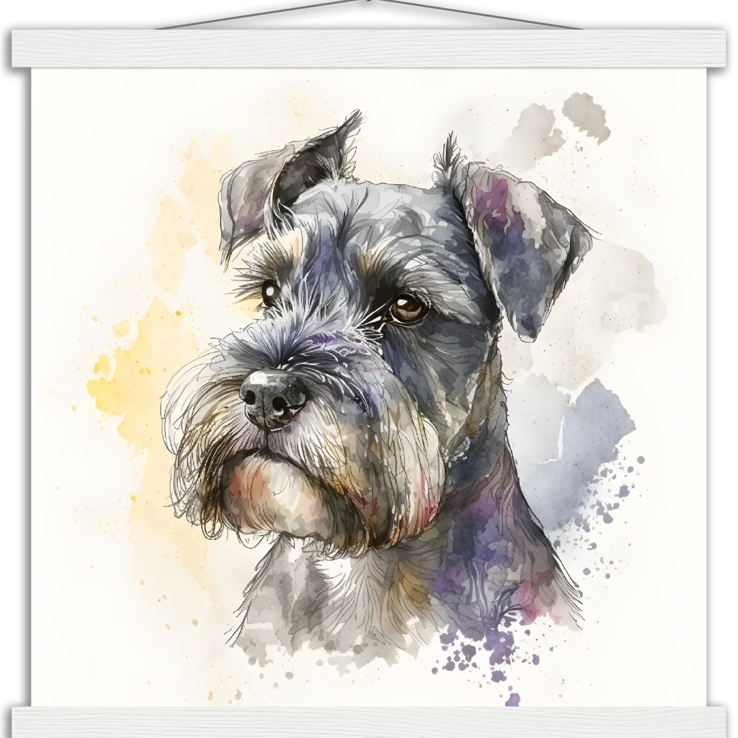 Miniature Schnauzer Dog Watercolor Premium Matte Paper Poster with Hanger