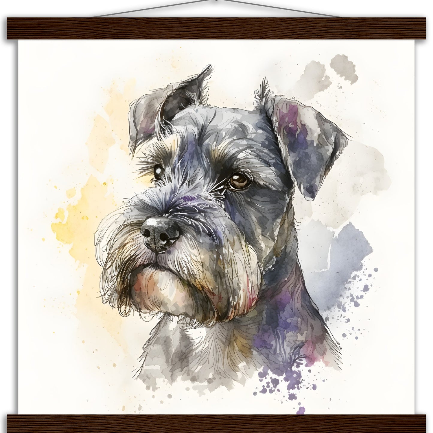 Miniature Schnauzer Dog Watercolor Premium Matte Paper Poster with Hanger