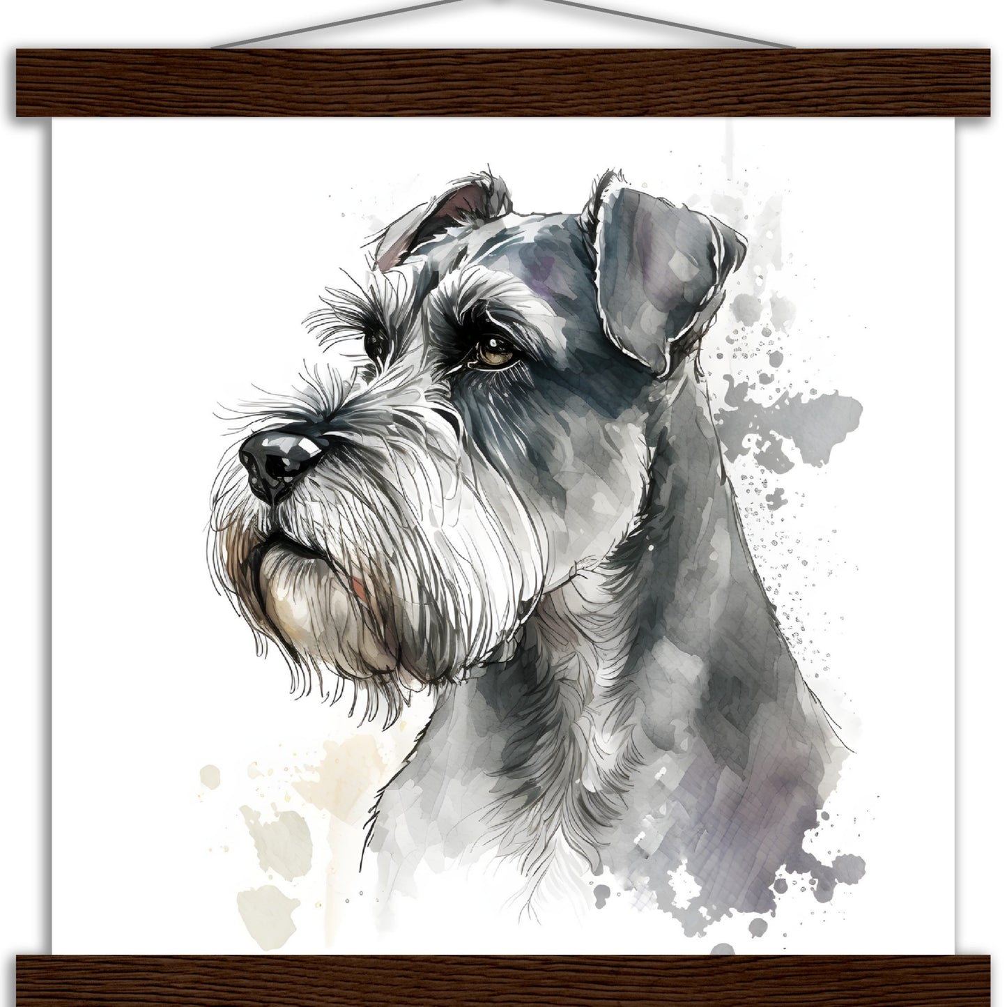 Miniature Schnauzer Dog Watercolor Premium Matte Paper Poster with Hanger