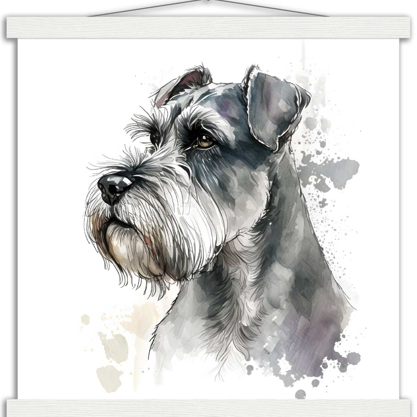 Miniature Schnauzer Dog Watercolor Premium Matte Paper Poster with Hanger