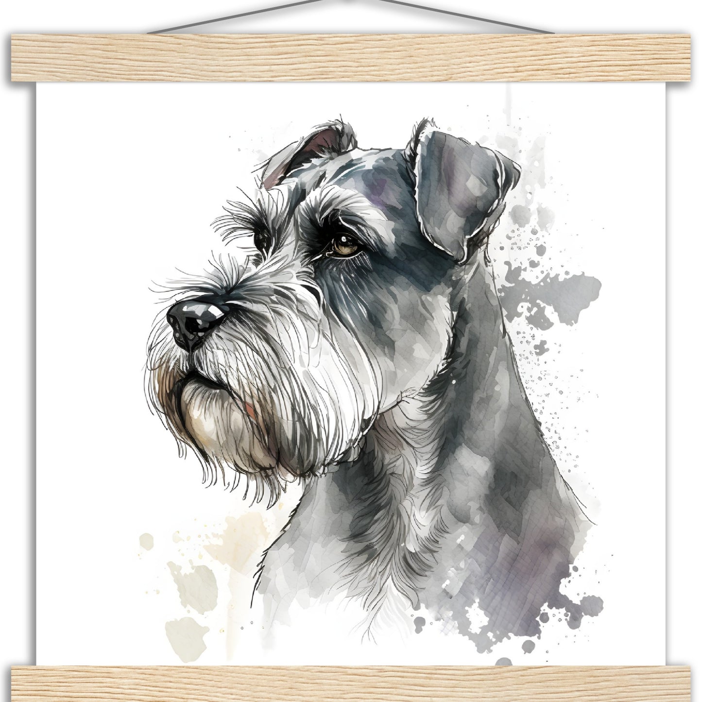 Miniature Schnauzer Dog Watercolor Premium Matte Paper Poster with Hanger