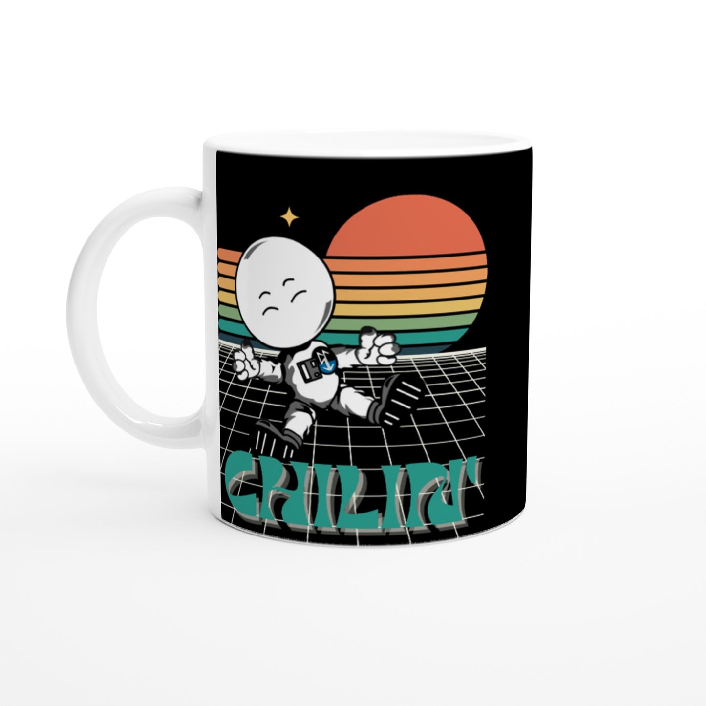 Space Cadet Chillin : Fun Black & White 11oz Ceramic Mug