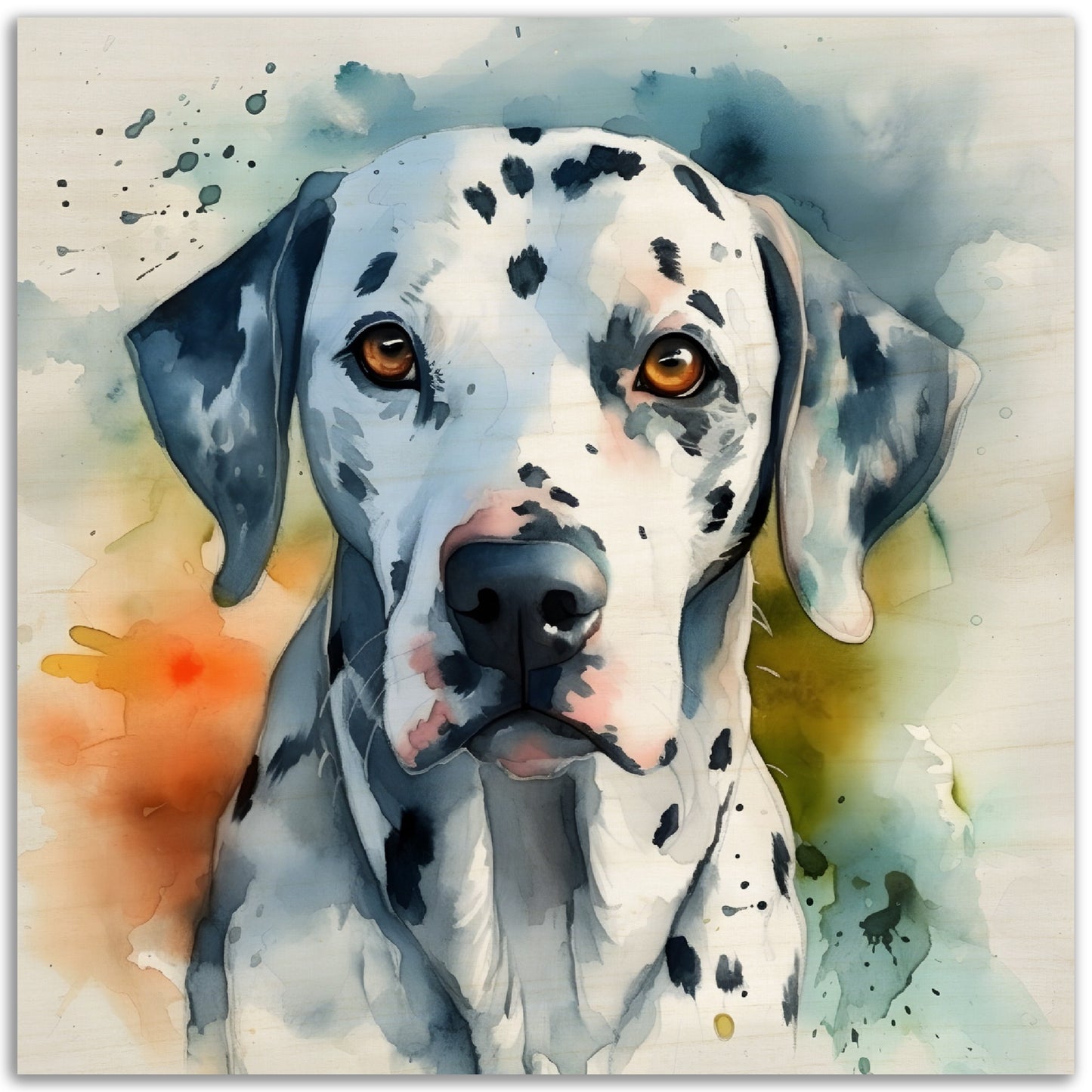 Dalmatian Dog Watercolor (b) Wood Prints